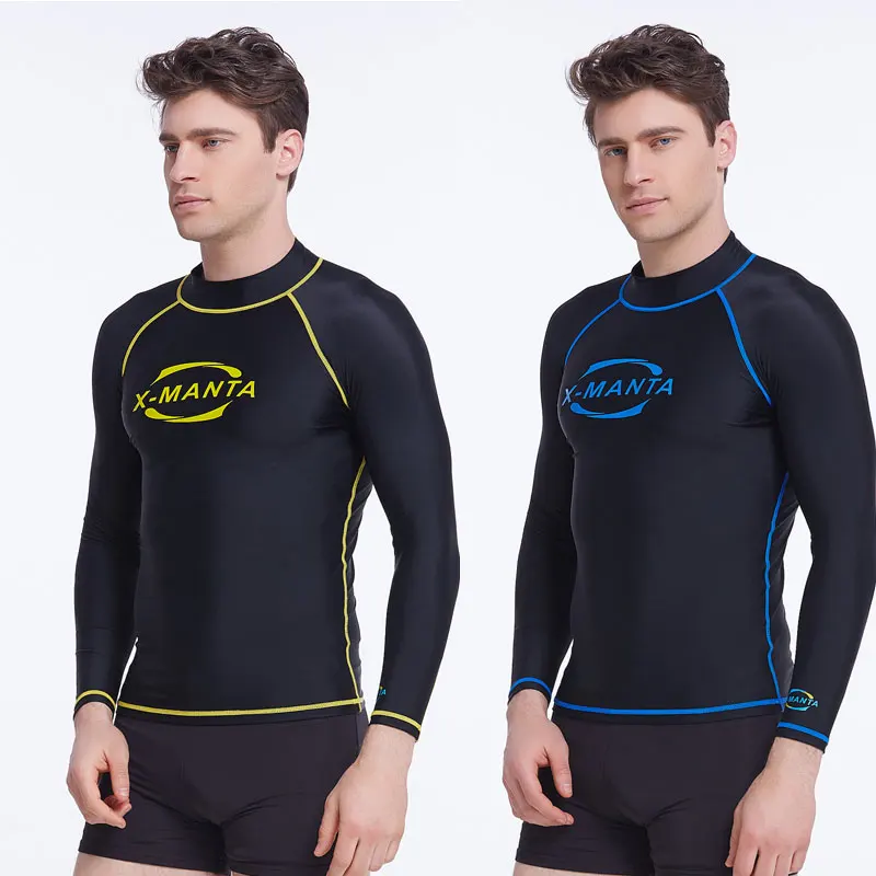 2017 Мужская Рашгард топ купальник с длинным рукавом буквенным принтом Дайвинг