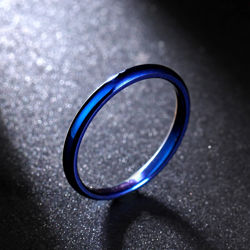 

2mm Blue 316L Stainless Steel Rings For Men and Woman Fashion Tail Ring