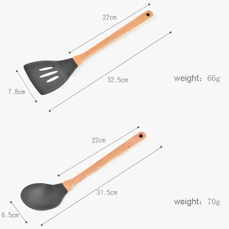 8 шт. набор деревянная силиконовая лопатка термостойкая суповая ложка ПОСУДА антипригарная специальная кухонная лопатка кухонные инструменты для приготовления пищи