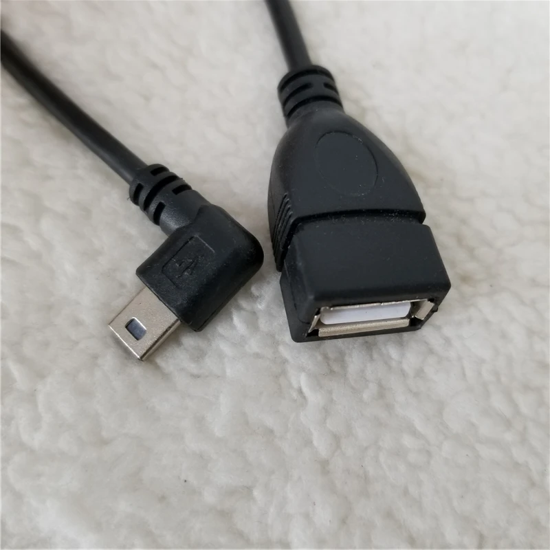 Мини USB 90 градусов правый угол папа к Тип Женский OTG конвертер данных удлинитель