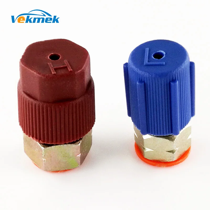

2 pcs A/C Service Charging Port Adapters Retrofits R12 Port to R134a Auto AC Quick couplers High/Low AC Fitting Parts