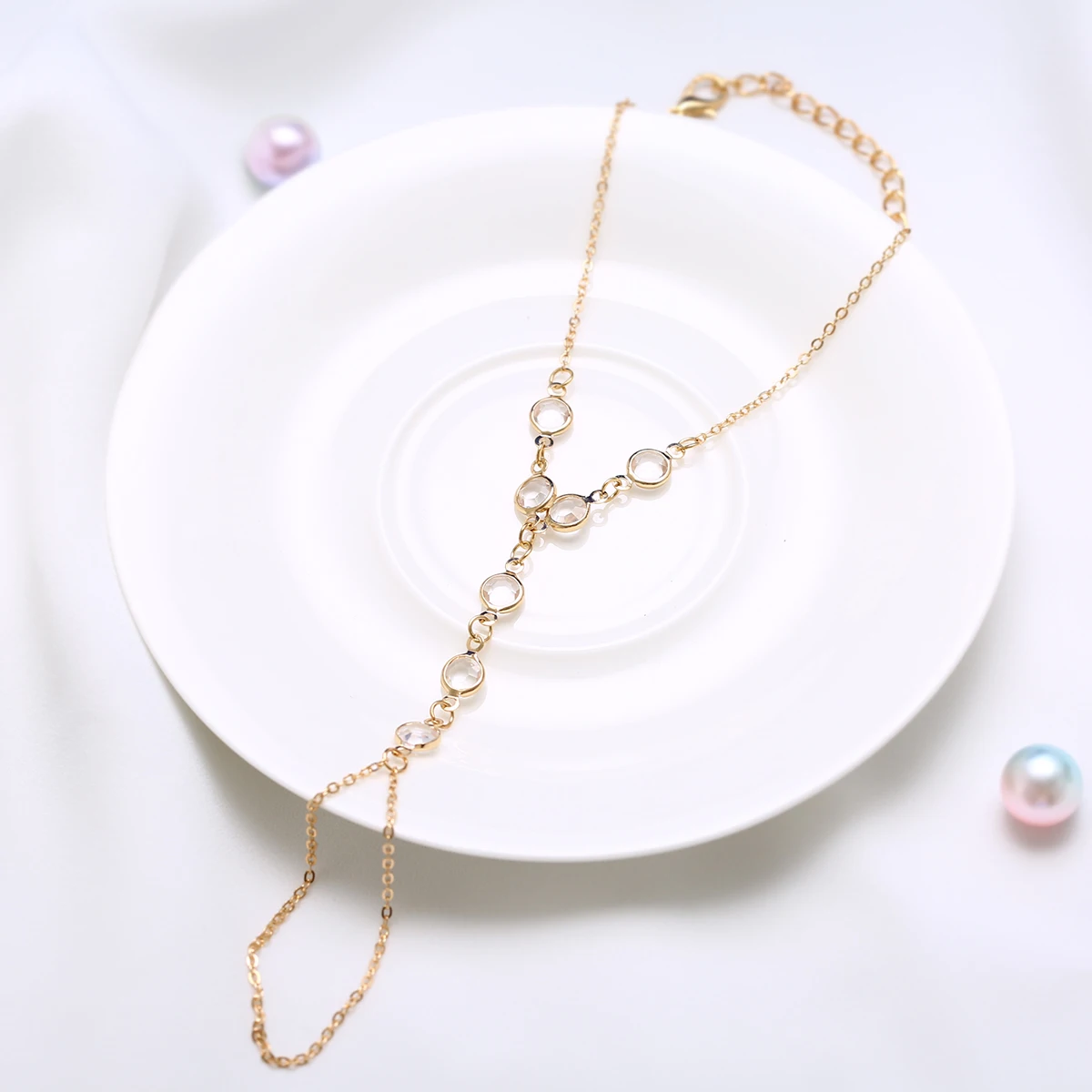 Vintage Crystal Finger Bracelets & Bangles Luxury Slave Hand Link Chain Bracelet For Women Rhinestone Boho Jewelry Shellhard