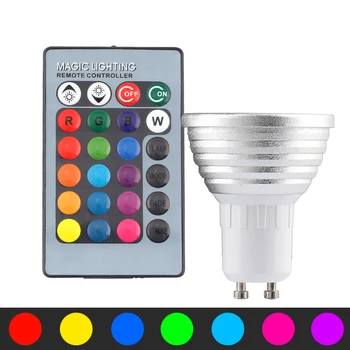 

220V LED RGB Bulb Lamp E27 MR16 GU10 85-265V 12V LED Light Lamp Bulb 3W 220V Magic Home RGB lighting +Remote Control 16 Colors