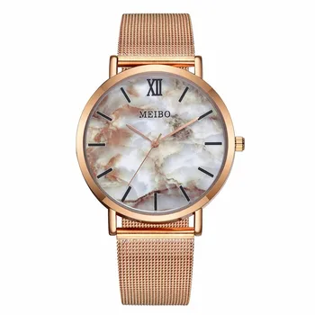 

MEIBO Brand Fashion Rose Gold Creative Marble Wrist Watch Casual Women Steel Mesh Belt Quartz Watches Clock Relogio Feminino