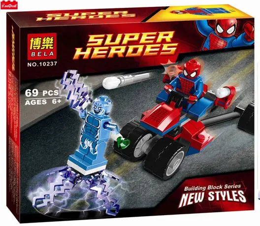 

Bela Spider-Man Superheroes 76014 Spider-Trike vs. Electro Bricks Building Blocks Construction Toys Compatible With LegoINGlys
