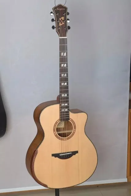 Best price at $223 Cheap Auditorium cutway 40inch acoustic electric guitar with radian corner