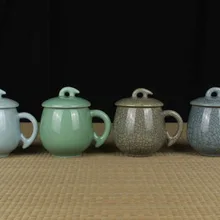 Лунцюаньский Селадон четырехсезонная чашка, керамическая ледяная чайная чашка из селадона с крышкой, Офисная Личная чайная чашка