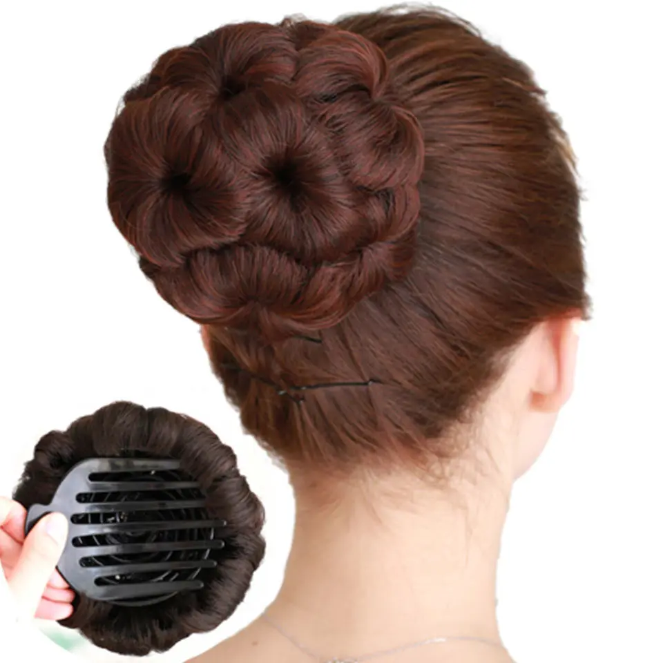 DIFEI 9 hair flowers claw curly chignon bride hair bun accessories on