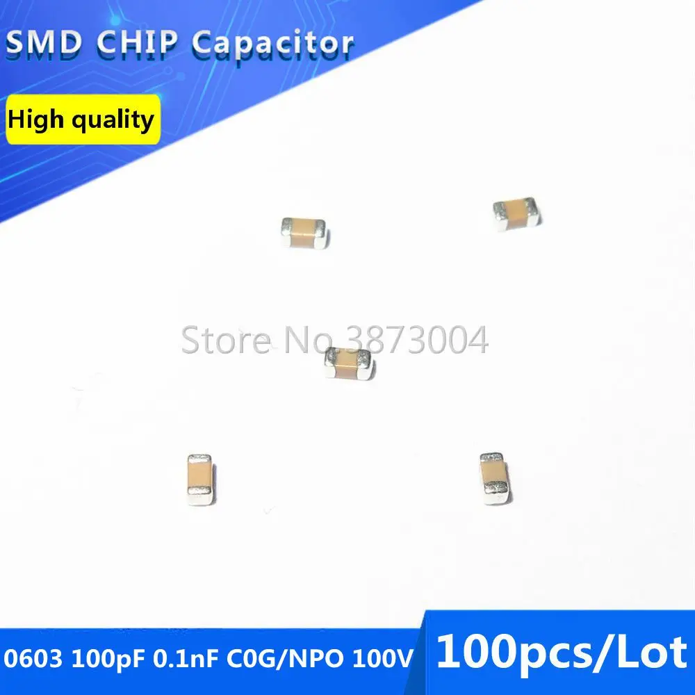 

100 шт. 0603 100pF 0.1nF C0G/NPO 100V 5% SMD чип-конденсатор