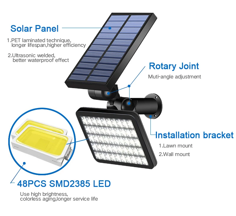 50LED солнечный свет, наружное освещение, садовая декоративная лампа для сада, водонепроницаемая домашняя дорожка, настенная лампа