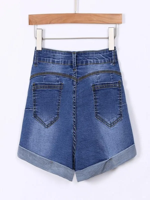 Модные sumemr для женщин шорты с низкой талией рваные Короткие мини джинсы для повседневное плюс размеры мотобрюки z0312