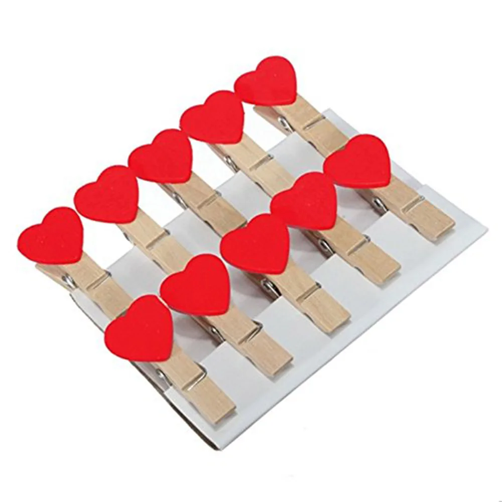 

20Pcs/Pack Small Kawaii Heart Love Wooden Clothes Photo Paper Peg Pin Clothespin Craft Postcard Clips Home Wedding Decoration
