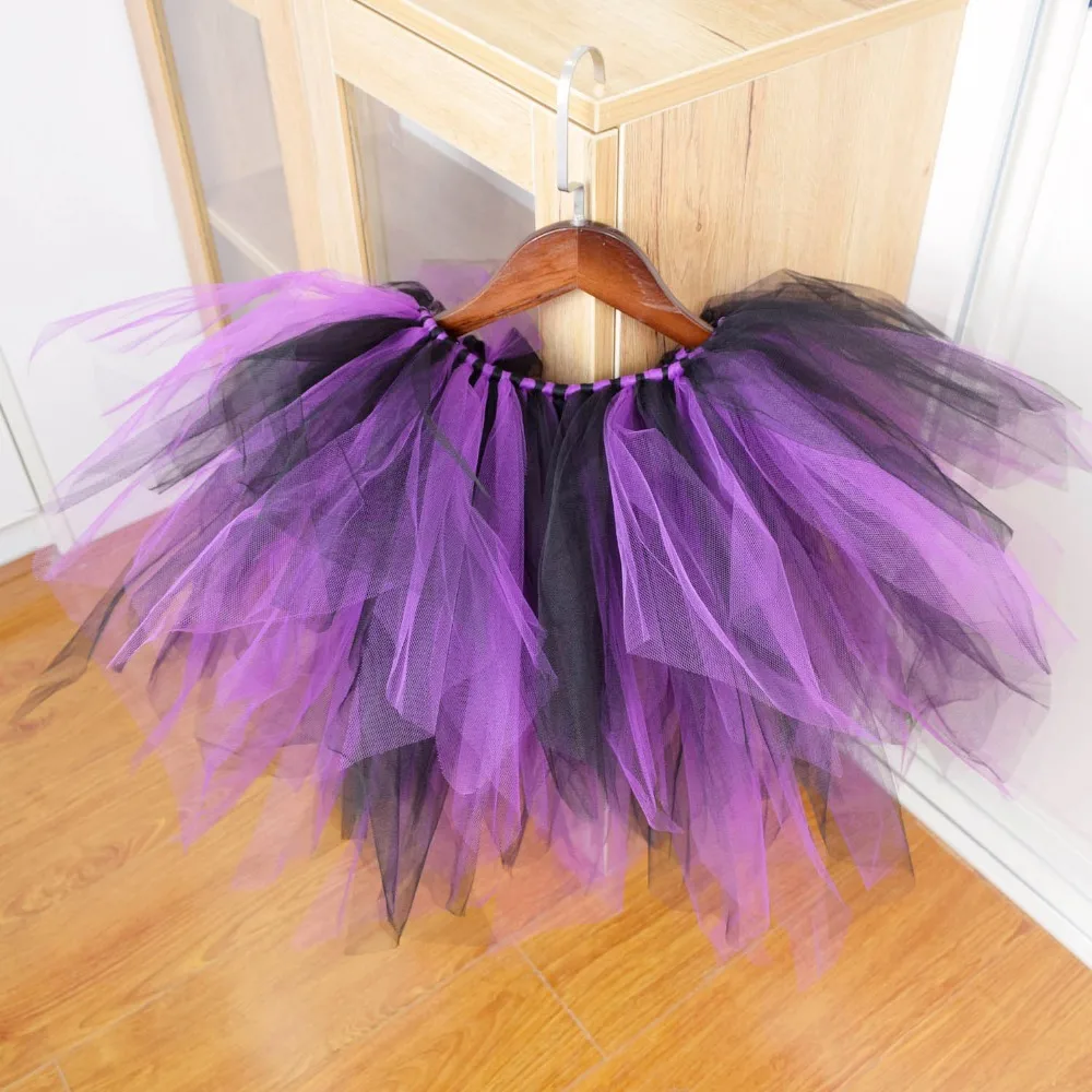 Юбка-пачка для девочек на Хеллоуин фиолетовая/черная пышная фатиновая юбка-пачка, Детский костюм на Хэллоуин реквизит для фотосессии для маленьких девочек, подходит для От 0 до 12 лет