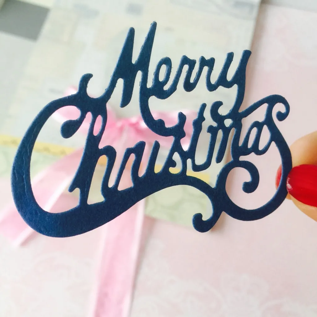 

Merry Christmas Words Metal Cutting Dies Stencil for DIY Scrapbooking Photo Album Embossing Paper Cards Making Decorative Crafts