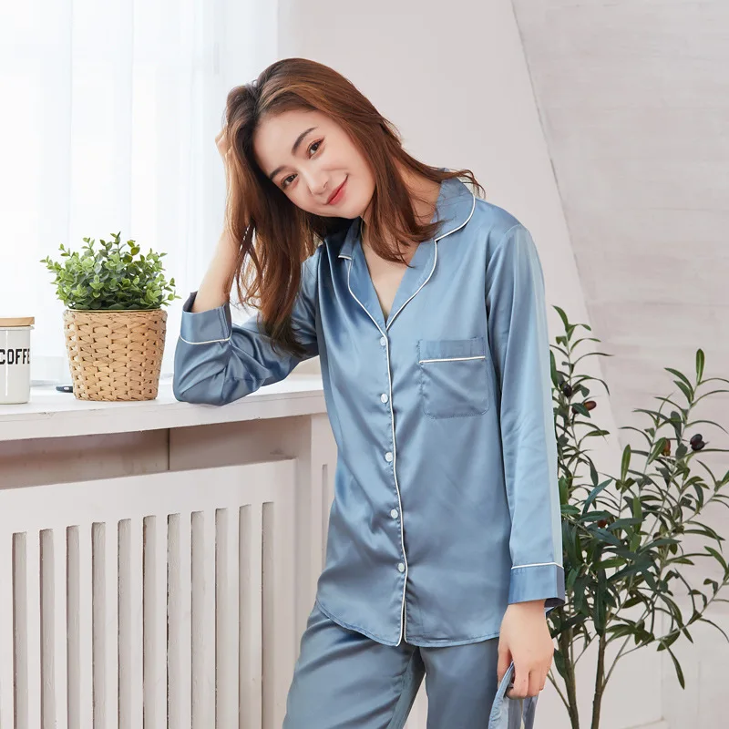 3PC Ladies Silk Pajamas Women Home Clothes Solid Matte Satin Silk Suit