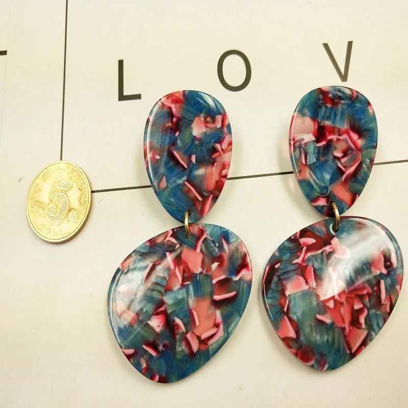 

IGU Geometric Acetate Earrings Women Red Green Blue Acetic Acid Earrings Bride Earrings Boho Dangle Earrings