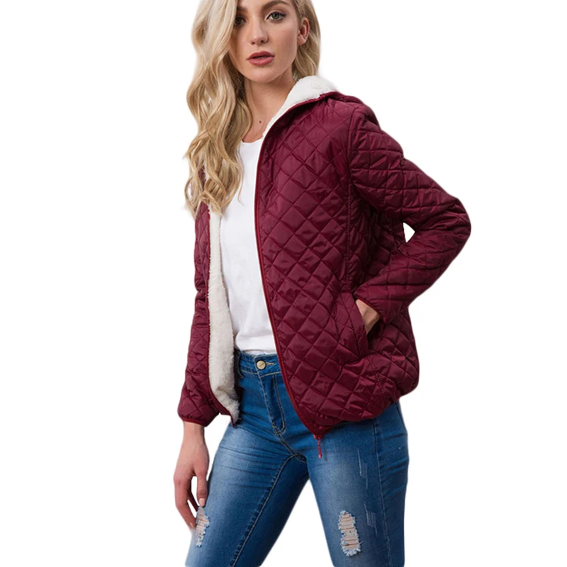 Autumn 2019 New Parkas basic jackets Female Women Winter plus velvet lamb hooded Coats Cotton Winter Jacket Womens Outwear coat