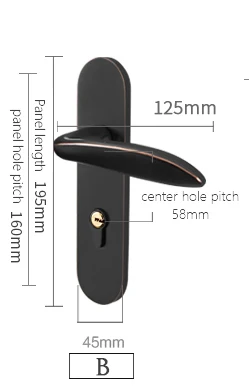 KAK Античный Черный бесшумный дверной замок ручка американский стиль межкомнатные дверные ручки замок противоугонные ворота замок мебельная фурнитура - Цвет: B