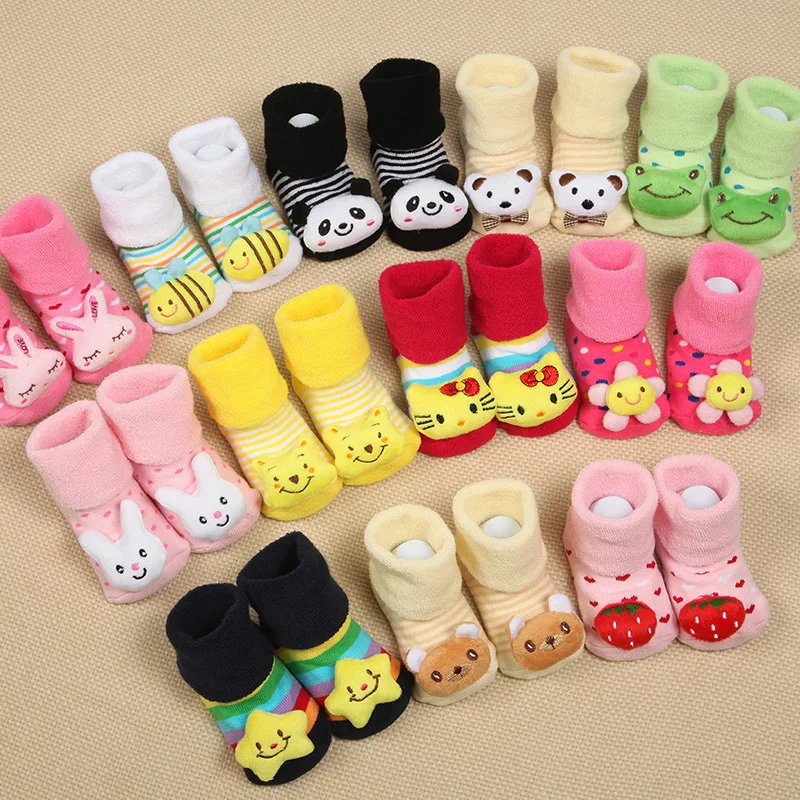 Cute Newborn Baby Girls Boys Anti-slip Shoes Infant Cotton Slipper Boots Socks 