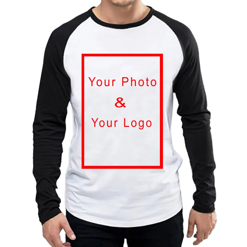 

Long Sleeve Customized Photo T Shirt White Color Company School Team Customized Logo T Shirt Top Tees tshirt Full Sleeve T-shirt
