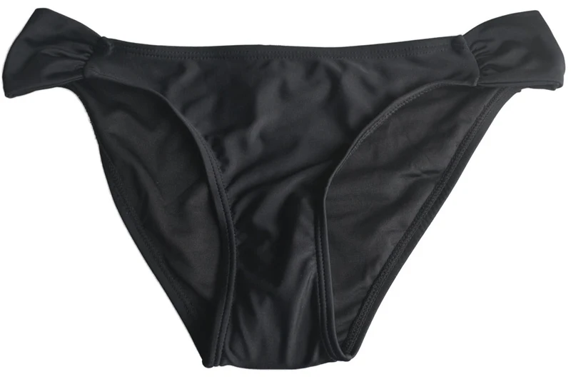 Монокини с подкладкой, однотонные, сексуальные, женские плавки, шорты со средней талией, треугольные плавки, женские бикини - Цвет: Черный