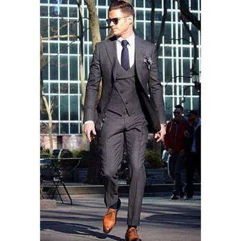 

Suit Men 2019 Grey Slim Fit Groomsman Bridegroom Marriage Blazers Set (Jacket+Pant+Vest) Man Suit Tuxedos Casual Regualr Styles