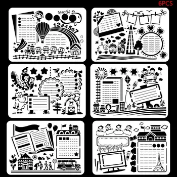 

6pcs/set Kids Plastic Painting Theme Drawing Template Rulers Hand Craft DIY Stencils Decor Tools Stationery Children Gifts