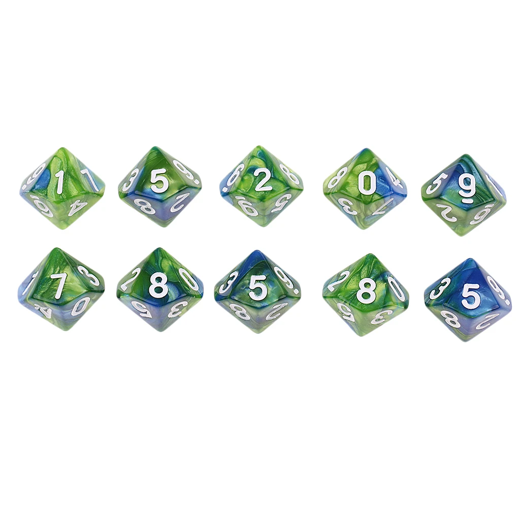 Perfeclan 10pcs 10 Sided D10 Polyhedral Dice Double Color for DND RPG MTG Board Game Accessories Double Colors Dice