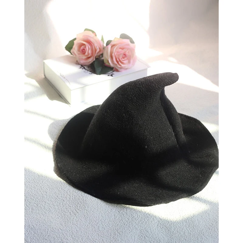 Модная кепка для женщин, вязаная шапка в рыбацком стиле, новинка, однотонная, толстая, теплая, с острым носком, шапка ведьмы для зимы и осени