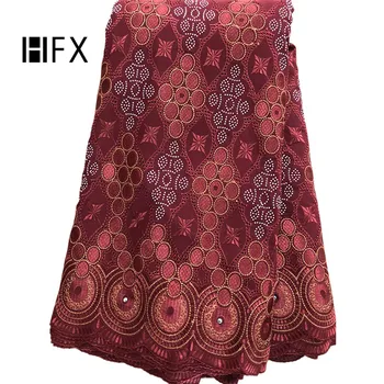

HFX Swiss Voile Lace in Switzerland 2019 Nigeria Embroidery Cotton Lace Women Wine High Quality African Lace Fabric L313