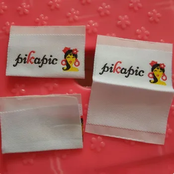 

1000PCS , 4 * 5 cm Custom White polyester damask cloth labels loop fold woven label shirt/bag/hat