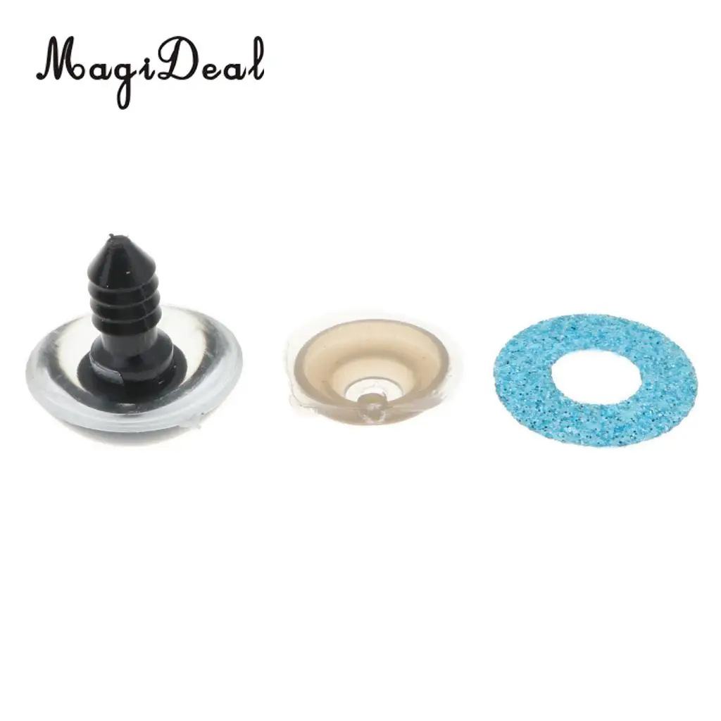 10pcs 16mm Plastic Round Safety Eyes + Glitter Nonwovens + Washers For Teddy Bear Soft Stuffed Toy DIY
