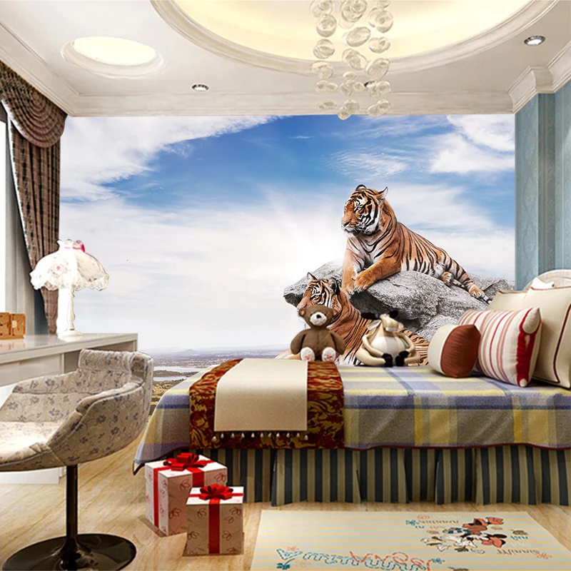 На заказ росписи Европейский стиль HD Тигр обои холст обои диван ТВ фон ПВХ плакат гостиная спальня домашний декор
