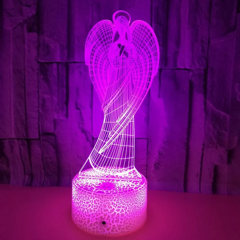 Colorful Angel Shape 3D Touch Led Night Light Home Office Atmosphere Table Lamp for Children Kids Gift USB Light Fixture (2)