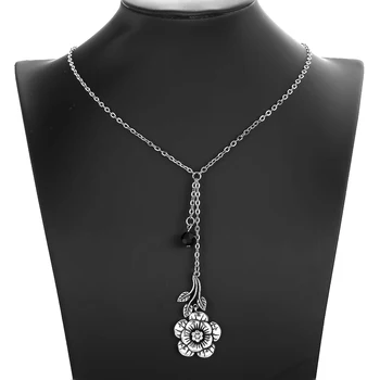 

Game of Thrones Rose Necklace Replica GOT Margaery Tyrell Cosplay Costume Leaf Flower Pendant Chain Lariat Necklace Wholesale