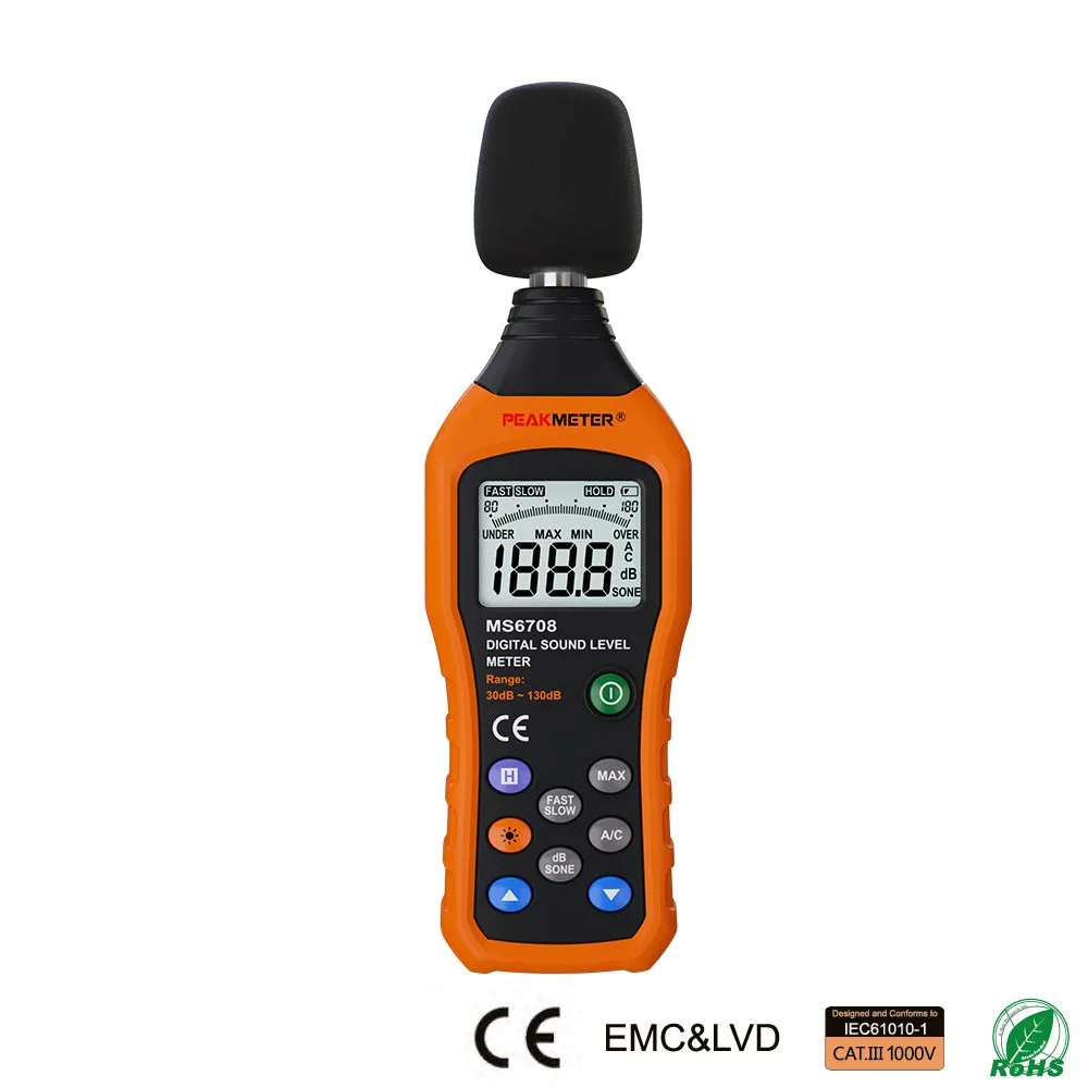 Ms6708 Lcd Digital Audio Decibel Sound Noise Level Meter Db Meter