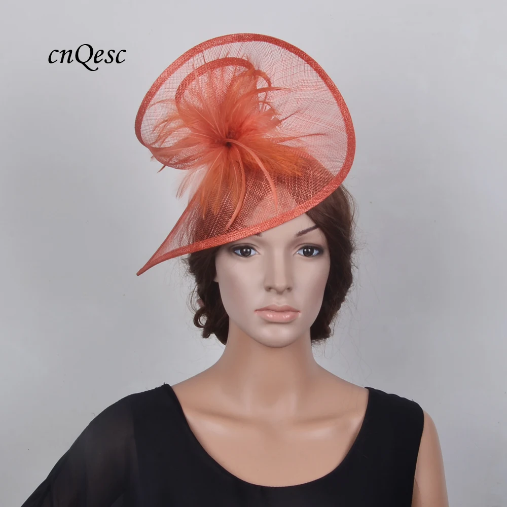 New Rusty Burnt Orange Church Wedding Hat Sinamay Fascinator