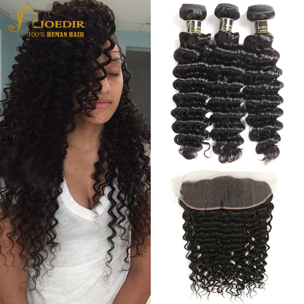 

Brazilian Deep Wave Hair Bundle With Closure 28 Inch Non Remy Bundles With Closure Weaves Human Hair With Closures Joedir Hair
