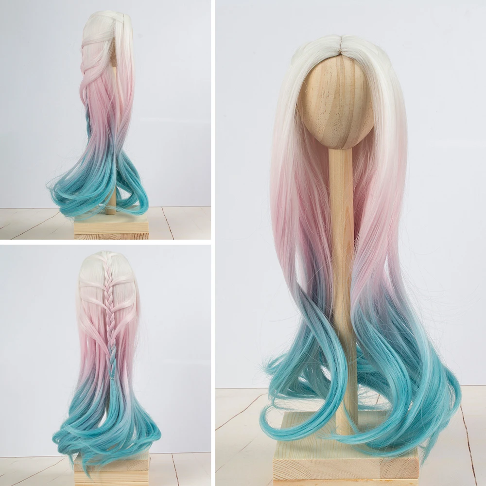 Doll Wigs Heat Resistant Synthetic Long Curly Green Pink Blue