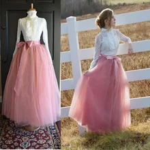 Summer Autumn 7 Layers 100cm Long Tulle Skirts Womens Pleated Skirt Fashion Wedding Bridal Bridesmaid Skirt Faldas Jupe Saias