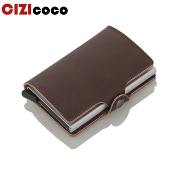 

PU Leather Men Aluminum Wallet Back Pocket ID Card holder RFID Blocking Mini Magic Wallet Automatic Credit Card Coin Purse
