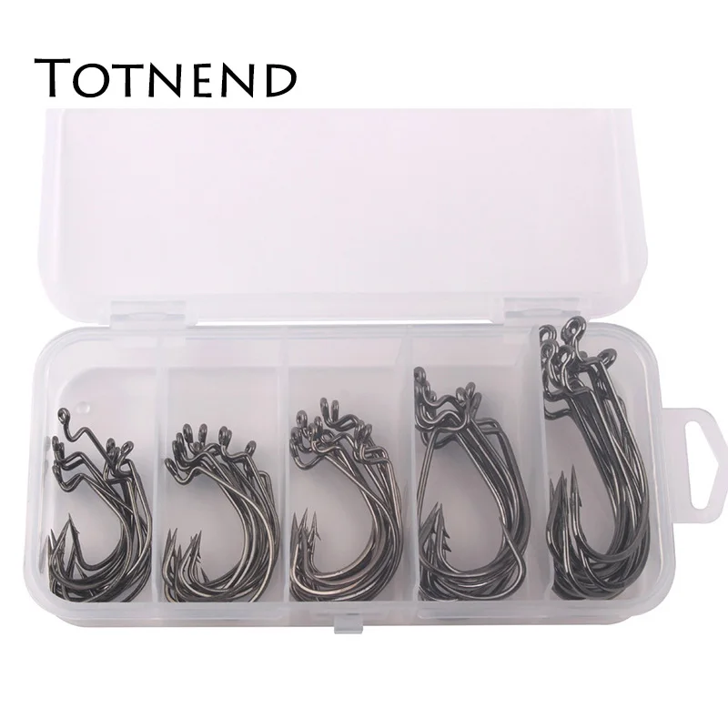 

50 pcs/lots Fishing Jig Hooks with Hole Fishing Tackle Box High Carbon Steel Fishhooks Wide Crank gamakatsu Hook