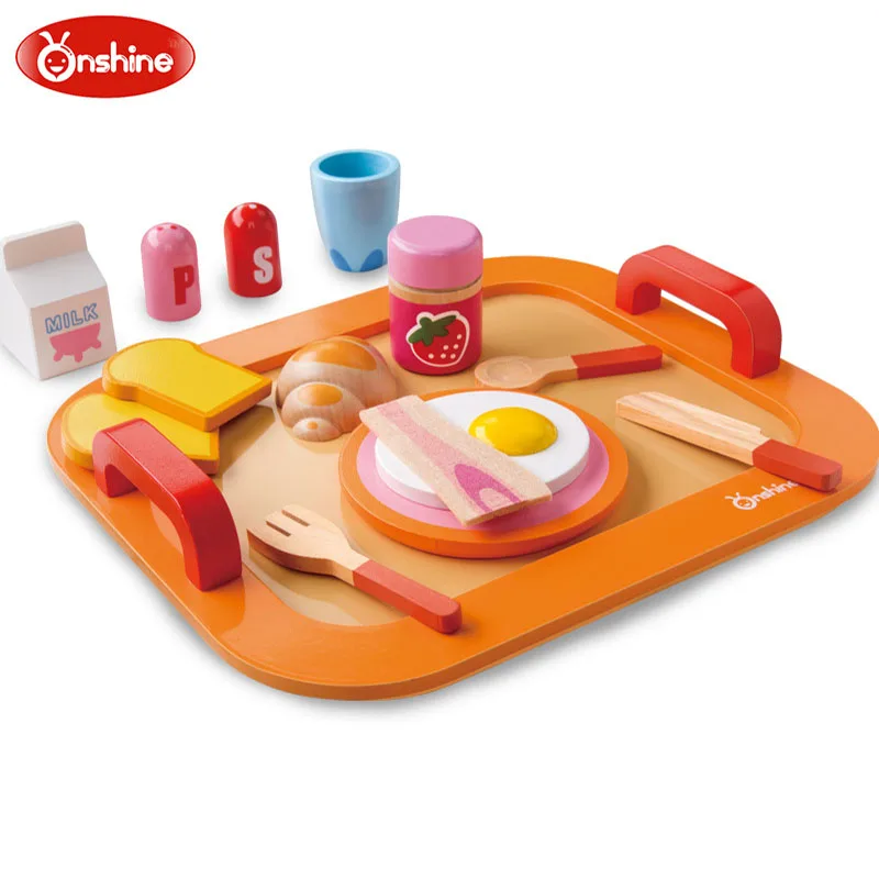 Children Wooden Kitchen Pretend Toys Kids Wooden Breakfast Bread Toys for Baby pretend Play Early Learning Toy Birthday Gift