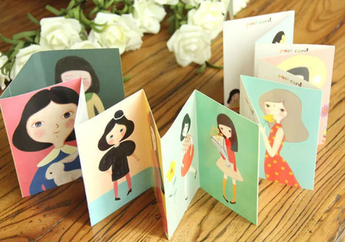 

10pcs/lot 9.2x14cm New Quiet girl Pattern Vintage Style Poster Memory Postcard Greeting Gift Christmas Cards