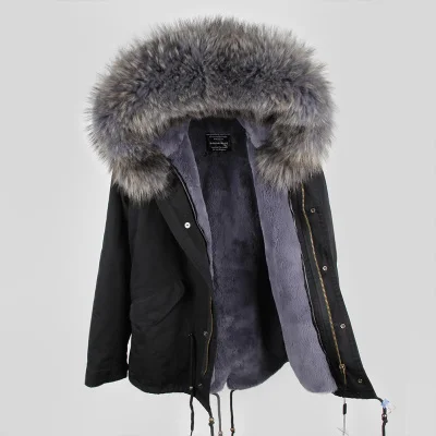 Серая парка, зимняя женская куртка, зимнее пальто, женская парка, пальто с натуральным мехом енота, воротник с капюшоном, теплая толстая