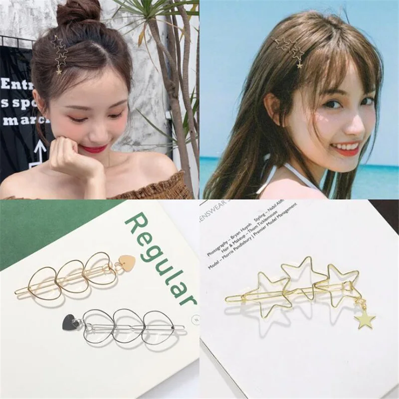

1 pc Women Fashion Korean Heart Star shaped Hair Accessories Female Girls Hollow out Exquisite Beach Party Hair Clips Headwear