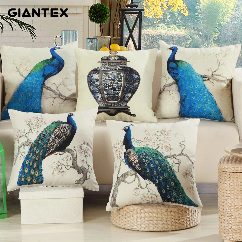 

Peacock Cushion Cover Decorative Pillowcase Throw Pillow Covers 45x45 cojines decorativos para sofa housse de coussin kussenhoes