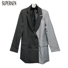 SuperAen полосатый костюм куртки женские осень Европа Мода Новые Женские пальто темперамент свободные с длинными рукавами женская одежда