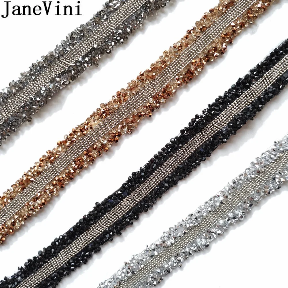 

JaneVini Bling Crystal Rhinestone Wedding Belts Satin Evening Wedding Dress Belt Bridal Bridesmaid Ribbon Sash Belt Bruids Riem