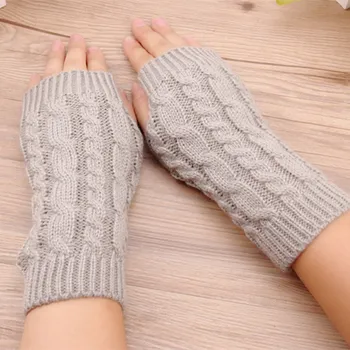 

Mitten Fingerless Knit Twist Winter Warm Soft Skying Warmer Lady Gloves Long Arm Casual Gloves For Women Autumn Drop Shipping